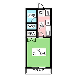 ムーニー朝日No.2 1Kの間取図画像