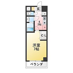 シーズスクエアー 1Kの間取図画像