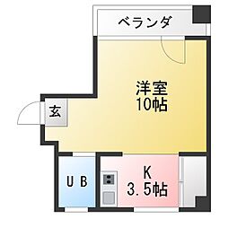 金城ビル ワンルームの間取図画像