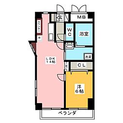 グラシューズ鶴舞 1LDKの間取図画像