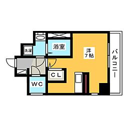 スクエアアパートメント ワンルームの間取図画像