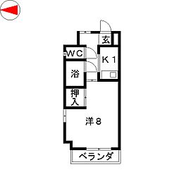 ドミール神谷 1Kの間取図画像