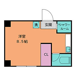 フラワービル ワンルームの間取図画像