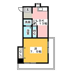 K2スクエア 1DKの間取図画像
