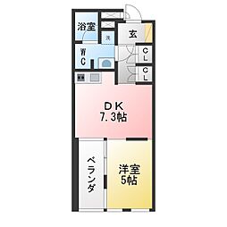 フォレスト久屋公園 1DKの間取図画像