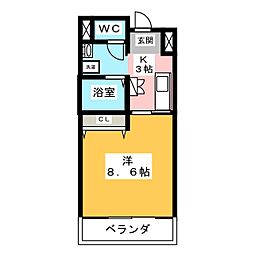 グレースハイツ新栄 1Kの間取図画像