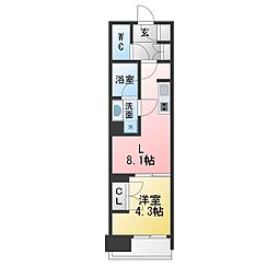 オープンレジデンシア大須FRONT 1LDKの間取図画像