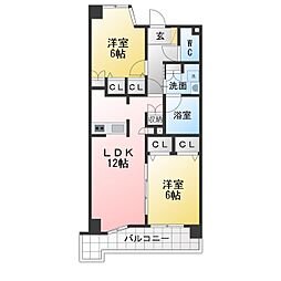 ヴィラエーデル大須 2LDKの間取図画像