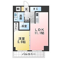 ラシュレ大須 1LDKの間取図画像