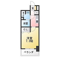 プレサンスサカエリバースタイル ワンルームの間取図画像