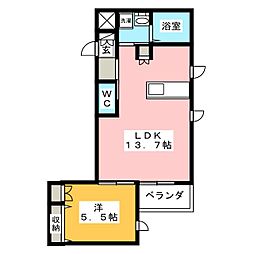 ベリーズ白金 1LDKの間取図画像