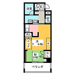 鶴舞ガーデンコート ワンルームの間取図画像