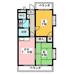 サン・セジュール東別院 2DKの間取図画像