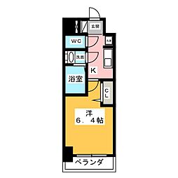 アステリ鶴舞トゥリア 1Kの間取図画像