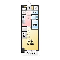 アデグランツ上前津 1Kの間取図画像