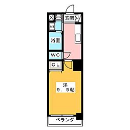 ArtizA鶴舞 1Kの間取図画像