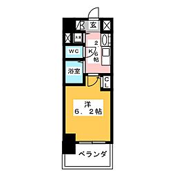 プレサンス鶴舞公園WEST 1Kの間取図画像