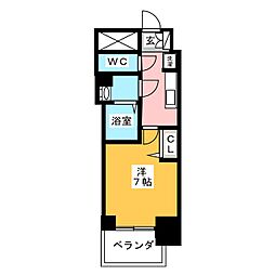 プレサンス上前津フィット 1Kの間取図画像
