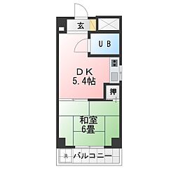 赤門サンライフマンション 1DKの間取図画像