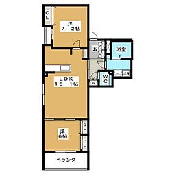 エミエール福江 2LDKの間取図画像