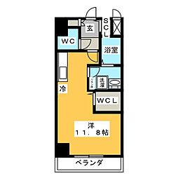スティングレイつるま ワンルームの間取図画像