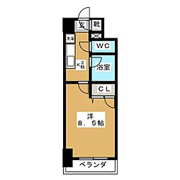 現代ハウス新栄 1Kの間取図画像