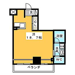 アーデン東別院 ワンルームの間取図画像