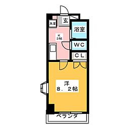ラフォーレ鶴舞 1Kの間取図画像