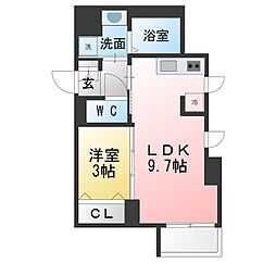 プレサンスザ大須観音 1LDKの間取図画像