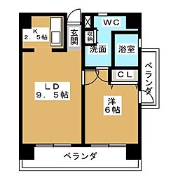 リエス鶴舞EASTTOWER 1LDKの間取図画像