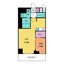 プレサンス鶴舞パークグラッド 1LDKの間取図画像