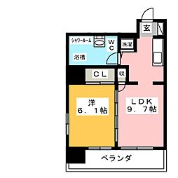 レインボーピア記念橋 1LDKの間取図画像