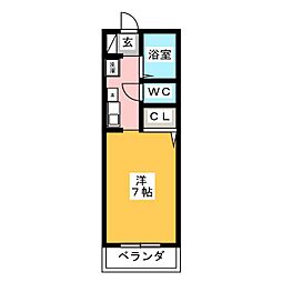 アルカディア谷口 ワンルームの間取図画像
