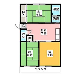 宝が丘センターハウス 3LDKの間取図画像