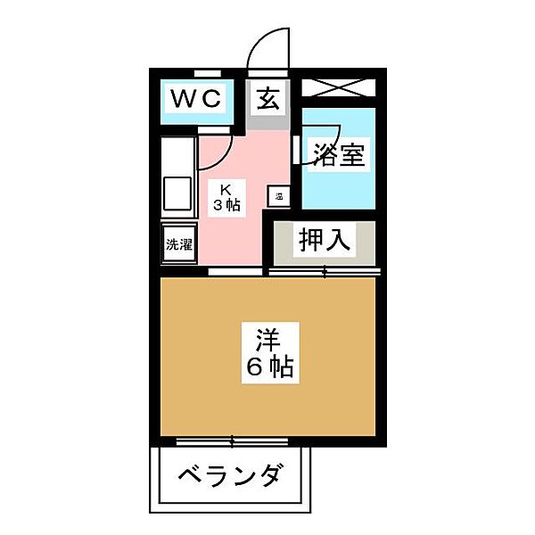 シャトー新樹 ｜愛知県長久手市蟹原(賃貸マンション1K・2階・21.09㎡)の写真 その2