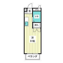 エステートピア浅井3 ワンルームの間取図画像