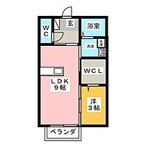 グランディールIIＡ  ｜ 愛知県長久手市岩作東島（賃貸アパート1LDK・2階・33.61㎡） その2