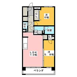 名古屋市営東山線 本郷駅 徒歩1分の賃貸マンション 12階2LDKの間取り