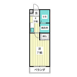 コーポみやび 3階1Kの間取り