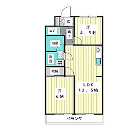 梅森坂マンション 2LDKの間取図画像