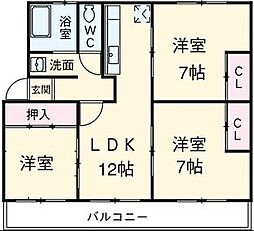 亀の井ハイツ 3LDKの間取図画像