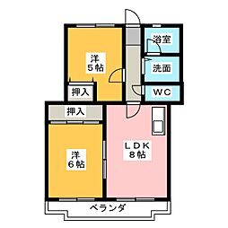 ロイヤルサンコーA棟 2LDKの間取図画像