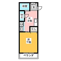 アビタシオン本郷 1Kの間取図画像