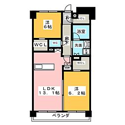 エトワール社が丘 2LDKの間取図画像