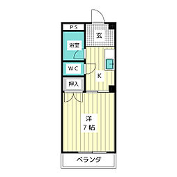 グリーンビレッジA棟 1Kの間取図画像