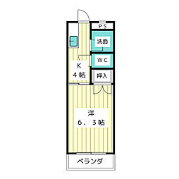 コーポ江ノ島 1Kの間取図画像