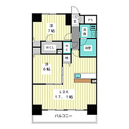 セントラルヒルズ 2LDKの間取図画像