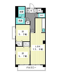 グランヴェル西山2号館 2LDKの間取図画像