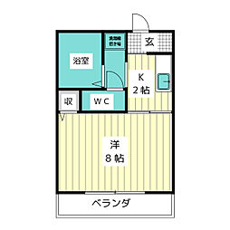 AtoZメイトウ 1Kの間取図画像