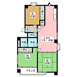 シーズンコート杁ヶ池B棟 3LDKの間取図画像